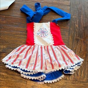 Girls' Patriotic Red, White & Blue Firework Halter Dress